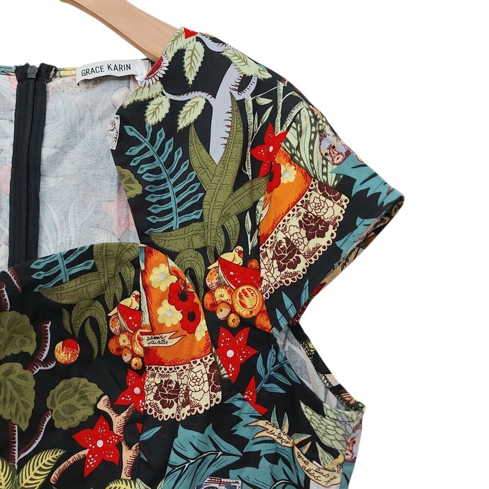 Grace Karin Dress Womens 2XL Sheath Frida Kahlo Print Wearable Art Cap Sleeve - Picture 4 of 12